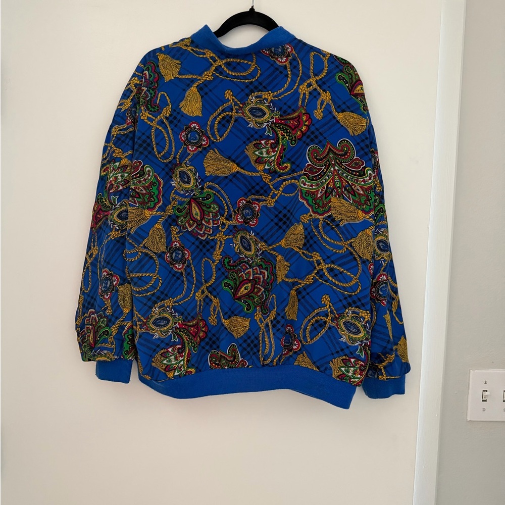Vibrant Blue Patterned Women's Jacket - image 2